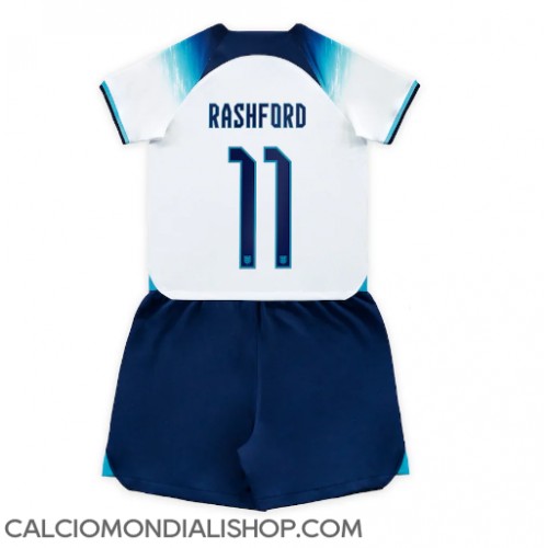 Maglie da calcio Inghilterra Marcus Rashford #11 Prima Maglia Bambino Mondiali 2022 Manica Corta (+ Pantaloni corti)